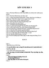Ngân hàng đề thi Sinh học lớp 6 (Có đáp án)